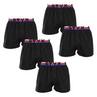 5PACK pánské trenky Styx sportovní guma černé trikolóra (5B1960) M