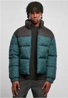 AOP Retro Puffer Jacket bottlegreen damast aop