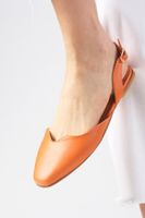 Mio Gusto Mayra Orange Color Open Back Blunt Toe Women's Ballerina Shoes