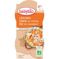 Babybio BIO zelenina s morčacím mäsom a ryžou detský príkrm 2x200 g