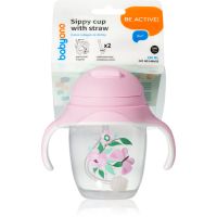 BabyOno Be Active Sippy Cup with Weighted Straw otroški lonček s slamico 6 m+ Butterfly 240 ml