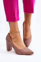 Suede Pumps Fashion Heel Beige Estellia