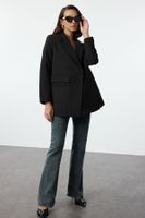 Trendyol Black Oversize Pocket Detailed Woven Blazer Jacket