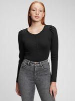 GAP Modern Henley Long Koszulka Czarny