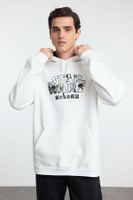 Trendyol White Regular Cut Hooded Star Wars Original Licensed Sweatshirt