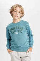 DEFACTO Boy's Crew Neck Text Printed Sweatshirt