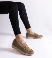 Gemre Zielone mokasyny damskie z eko zamszu Sandoval