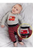 Denokids Fire Brigade Baby Boy Body Tights-Pants Set