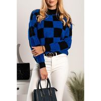 Karierter Pullover Salanilla, Blau-Schwarz