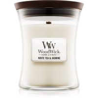 Woodwick White Tea & Jasmine ароматна свещ с дървен фитил 275 гр.