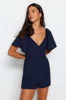 Trendyol Navy Blue Back Window Detailed Angel Sleeves Mini Woven Jumpsuit