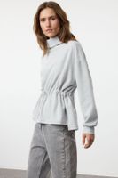 Trendyol Gray Melange Thessaloniki/Knitwear Look High Collar Regular/Normal Fit Knitted Sweatshirt