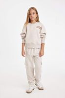 DEFACTO Girl's Cargo Pocket Elastic Waist Leg Jogger Sweatpants