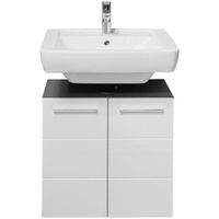 Xora SKRINKA POD UMÝVADLO, biela s vysokým leskom, antracitová, 60/62/31 cm