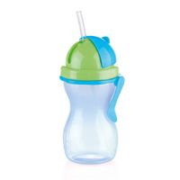 Dětská láhev s brčkem BAMBINI 300 ml, zelená, modrá