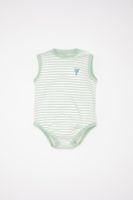 DEFACTO Baby Boy Newborn Baby Collar Striped Ribbed Sleeveless Snap-On Body