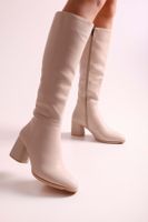 Shoeberry Women's Kiella Beige Skin Heels Boots Beige Skin