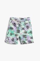 Koton Graffiti Printed Cotton Shorts with Tie Waist