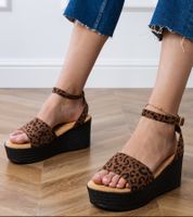 D/CEO Ganra eco-suede platform sandals in leopard print
