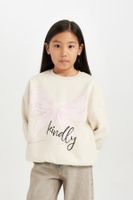 DEFACTO Girls' Relax Fit Crew Neck Printed Sweatshirt