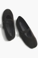 Estro: Ciemnobrązowe baleriny damskie ze sprzączką z miękkiego weluru naturalnego