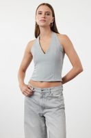 Trendyol Gray Halter Neck Woven Blouse