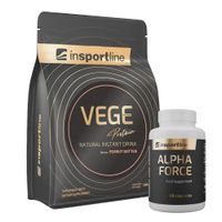 SADA: Protein inSPORTline VEGE 700g + Stimulant inSPORTline AlphaForce, 90 kapslí  arašídové máslo