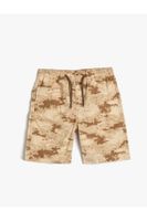 Koton Bermuda Camouflage Shorts with Pockets and Tie Waist Cotton