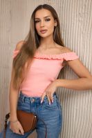 Shoulderless blouse with apricot ruffles