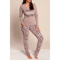Langer Pyjama Mit Print, Hellbraun