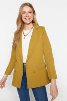 Trendyol Light Brown Regular Lined Double Breasted Closure Button Detailed Woven Blazer Jacket