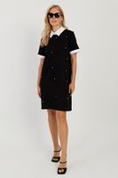 Cool & Sexy Women's Black Pearl Midi Dress