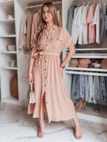 Sukienka maxi lniana SUNNI LOVE różowa Dstreet