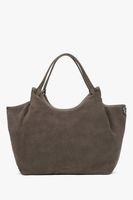 Estro: Ciemnoszara torebka damska typu shopper z włoskiego weluru naturalnego Premium