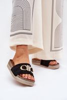 Boto Női Platformos Papucs Csillogással És Arany Díszítéssel Fekete Rilirea