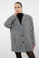 Trendyol Black Oversize Wool Wide Cut Houndstooth Coat