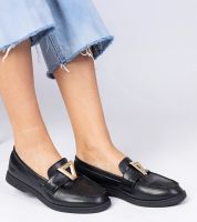 Gemre Fekete női mokaszin elegáns díszítéssel Viletta