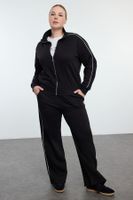 Trendyol Curve Black Knitted Plus Size Top-Bottom Set