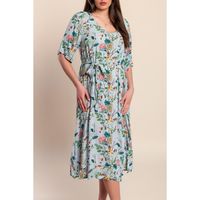 Midikleid Mit Blumenprint, Hellblau