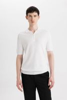 DEFACTO Slim Fit Slim Cut Short Sleeve Basic Plain Knitwear Polo T-Shirt