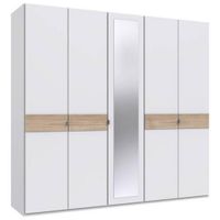 Carryhome ŠATNÍ SKŘÍŇ SE ZRCADLEM, bílá, barvy dubu, ořechovec, 225/208/58 cm
