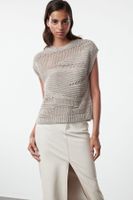 Trendyol Stone Crew Neck Knitted Sweater