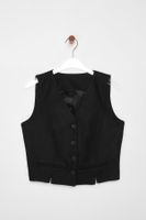 Trendyol Black Fitted Linen V-Neck Crop Vest