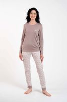 Juliana ́s pajamas, long sleeves, long legs - cappuccino/print