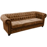 Livetastic SEDAČKA CHESTERFIELD, drevo, textil, kompozitné drevo, koňaková