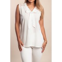 Bluza S Čipkom Na Ramenima, Bijela