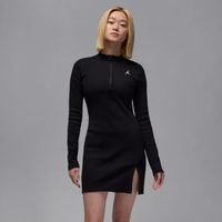 Jordan Wmns 1/2-Zip Long-Sleeve Knit Dress Black - Dámske - Šaty Jordan - Čierne - HF9477-010 - Veľkosť: XS