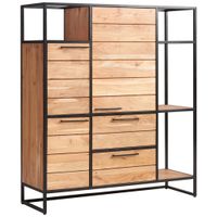 MID.YOU VYSOKÁ KOMODA, akácie, černá, medová, 128/145/42 cm