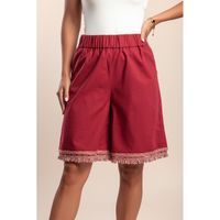 Shorts Aus Baumwoll-Leinen-Mix, Burgunderrot