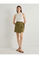 Koton Mini Cargo Skirt Buckle Detailed Pockets Cotton Normal Waist